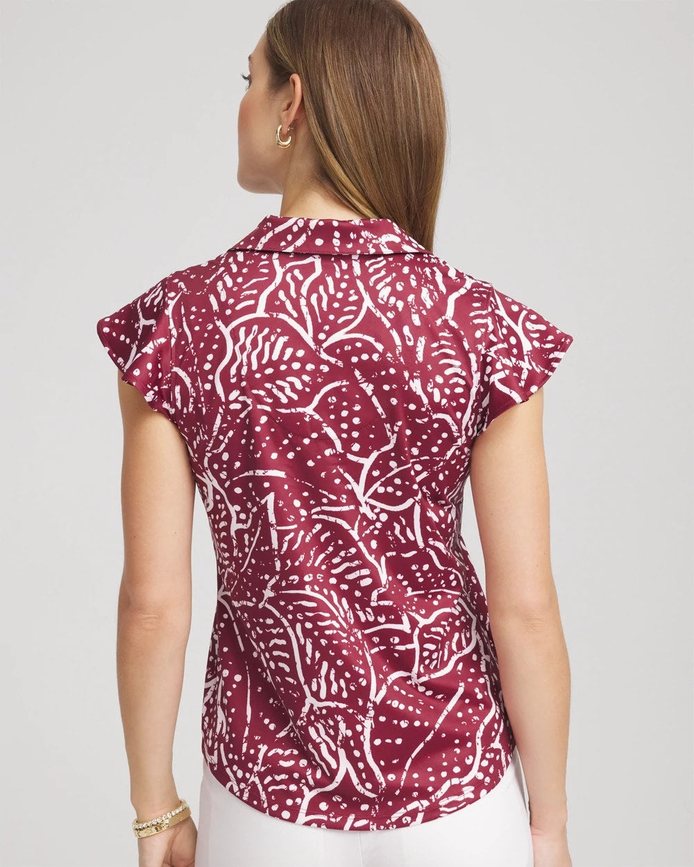 Russet Red Zenergy® UPF Printed Polo Top