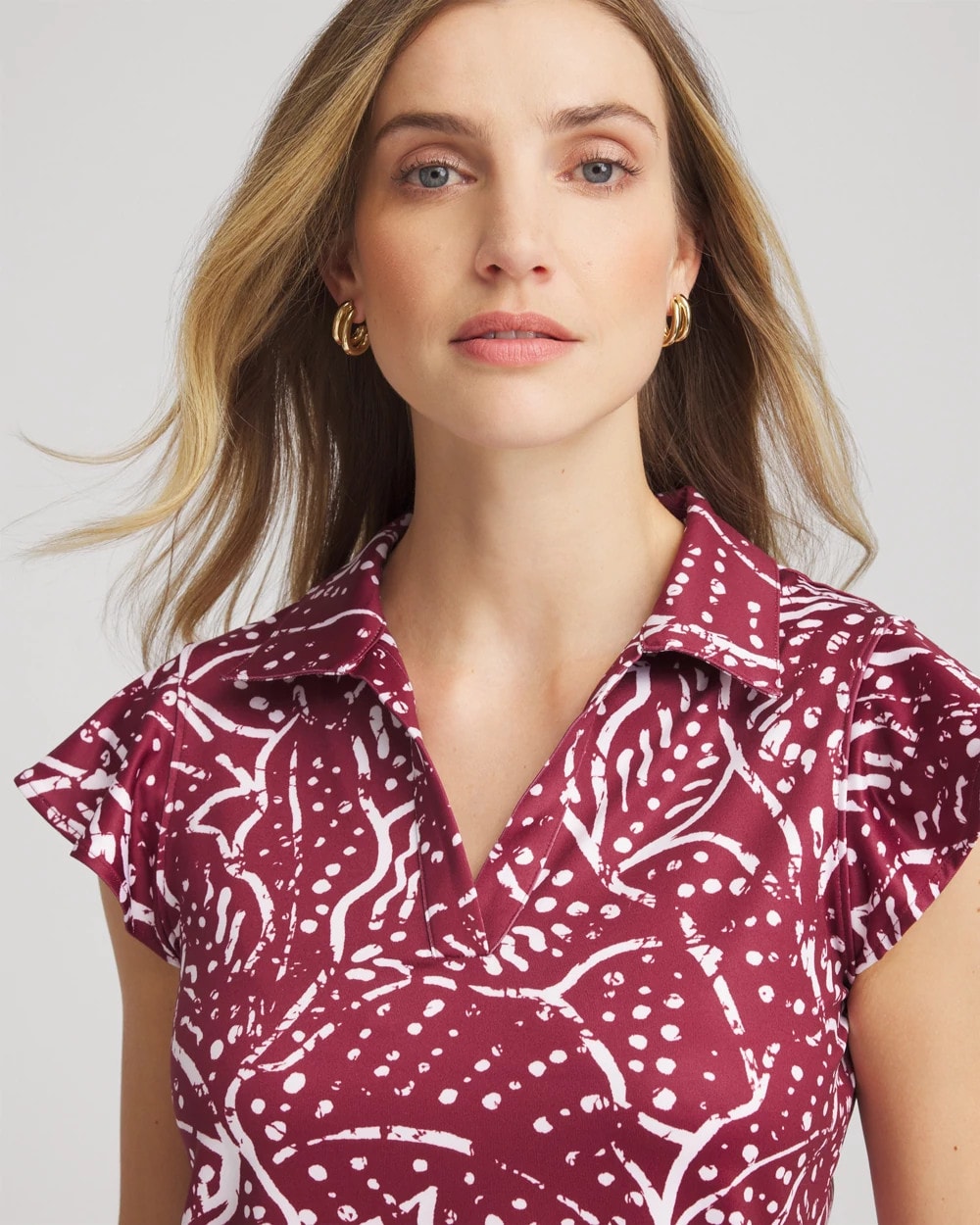 Russet Red Zenergy® UPF Printed Polo Top