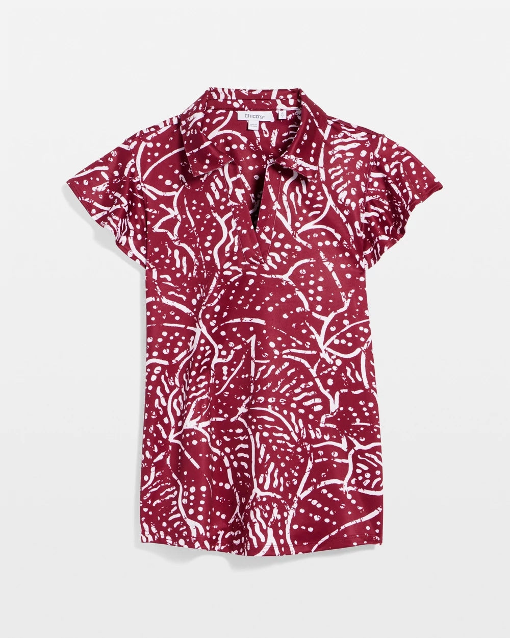 Russet Red Zenergy® UPF Printed Polo Top