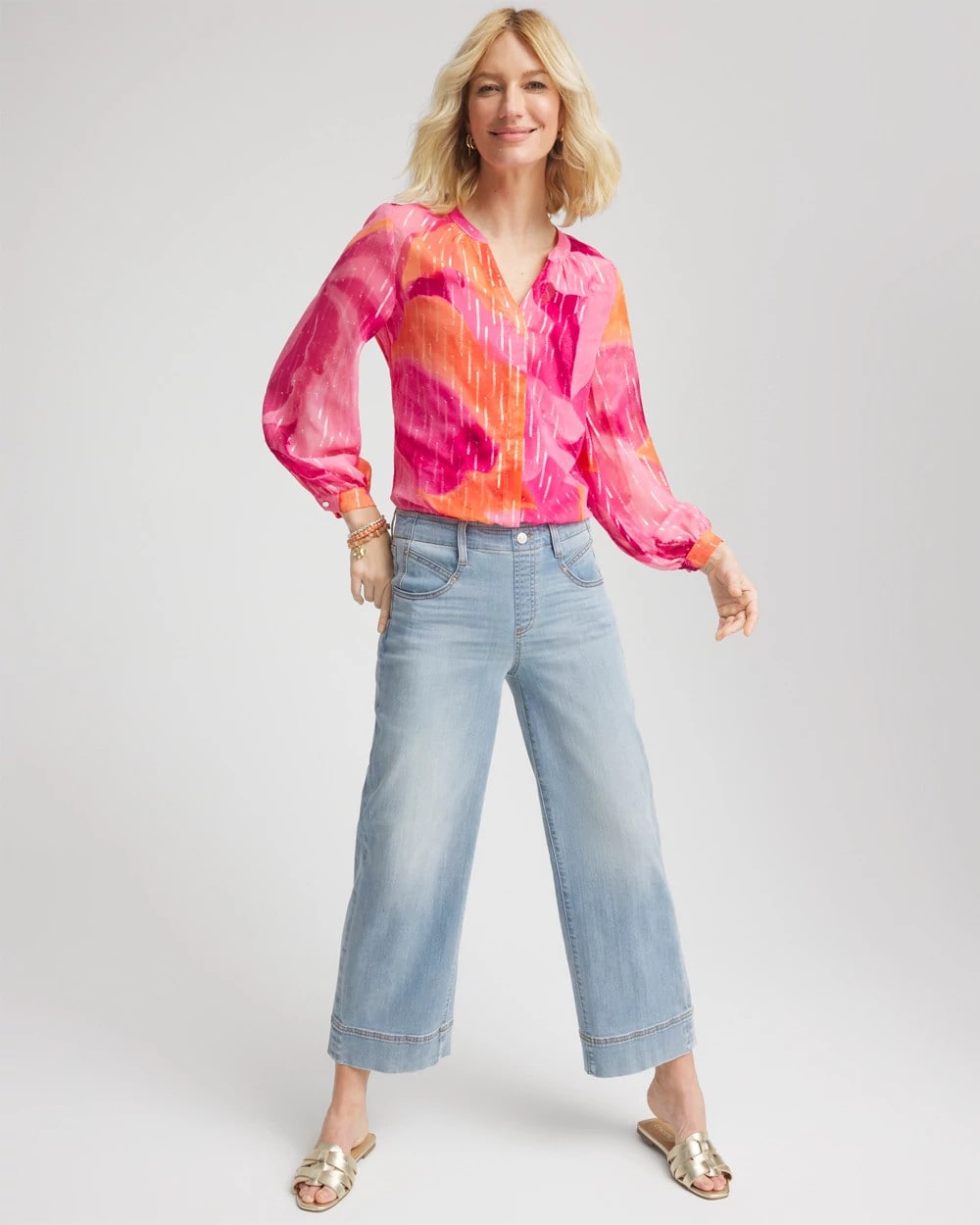 Crushed Berries Watercolor Classic Fit Chiffon Blouse