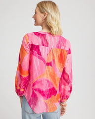 Crushed Berries Watercolor Classic Fit Chiffon Blouse
