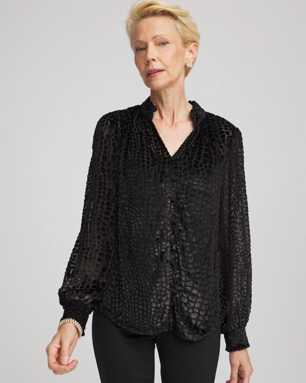 Black Burnout Velvet Blouse