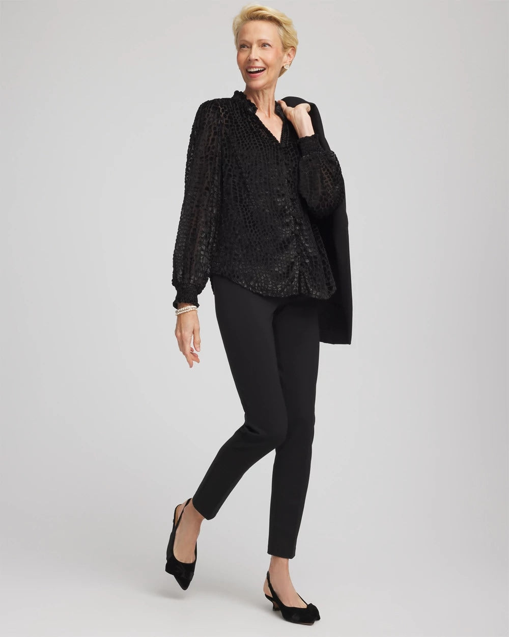Black Burnout Velvet Blouse