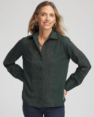 Darkest Spruce Lace Cotton Voile Shirt