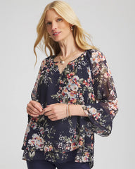 Passport Blue Floral Georgette Blouse