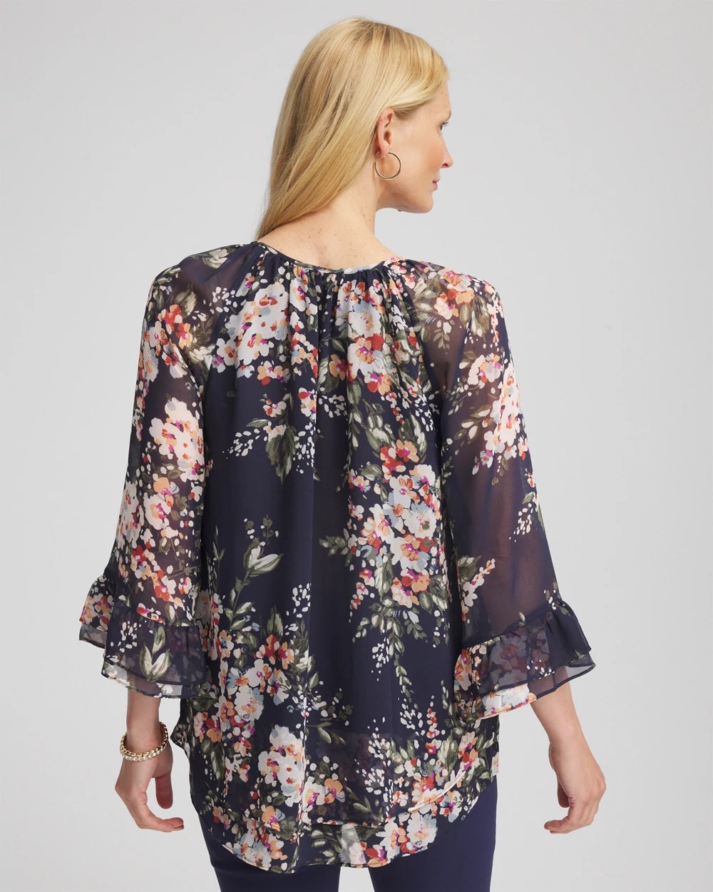 Passport Blue Floral Georgette Blouse