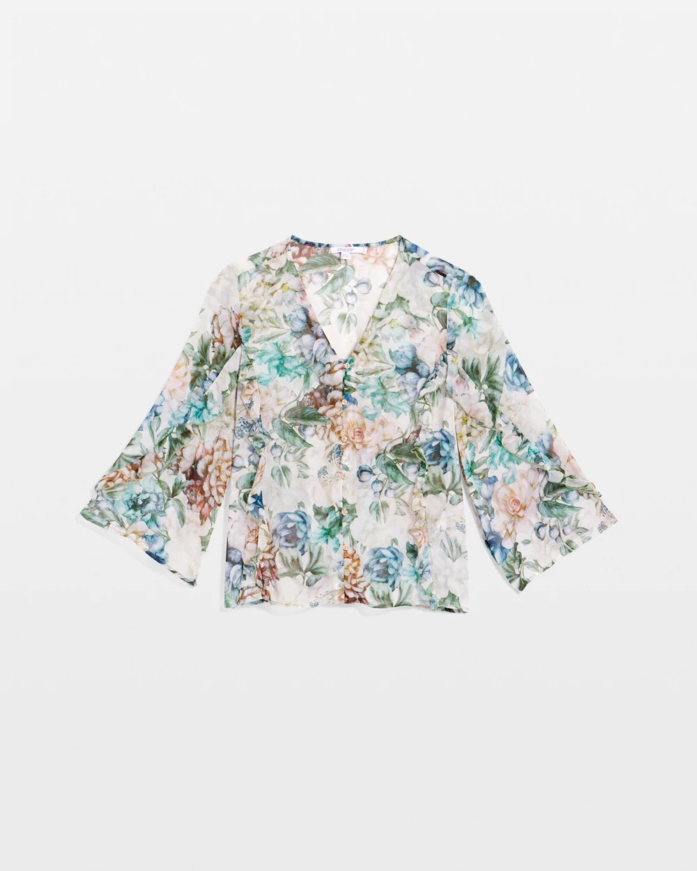 Rose Smoke Georgette Ruffled V-Neck Blouse