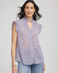Violet Aura Cheetah Print Ruffle-Collar Blouse