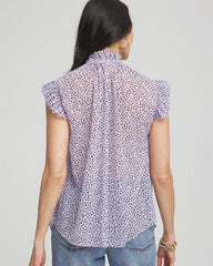 Violet Aura Cheetah Print Ruffle-Collar Blouse