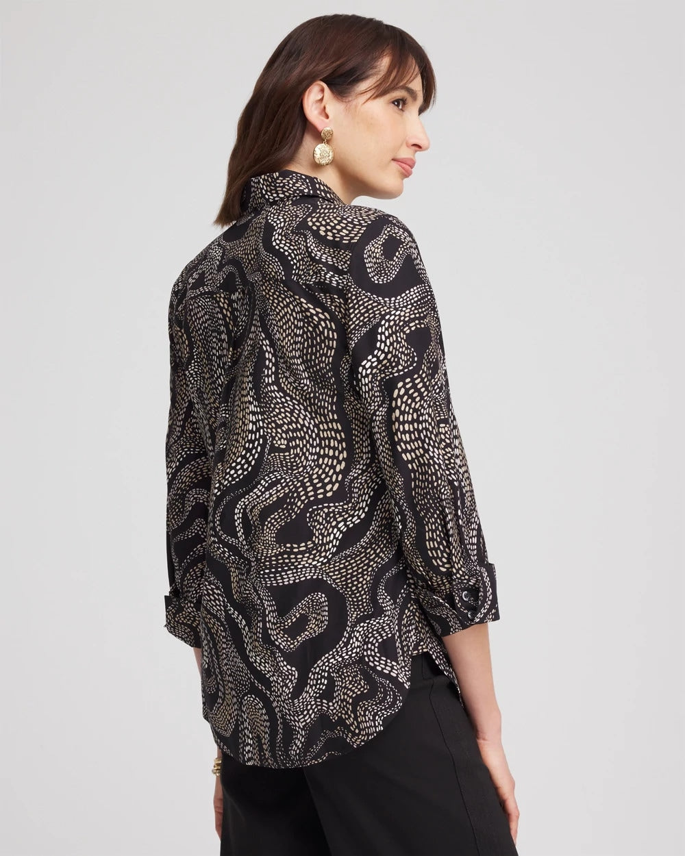 Black No Iron™ Sateen Swirls Print Shirt