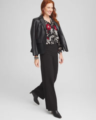 Black Crinkle Chiffon Floral Blouse
