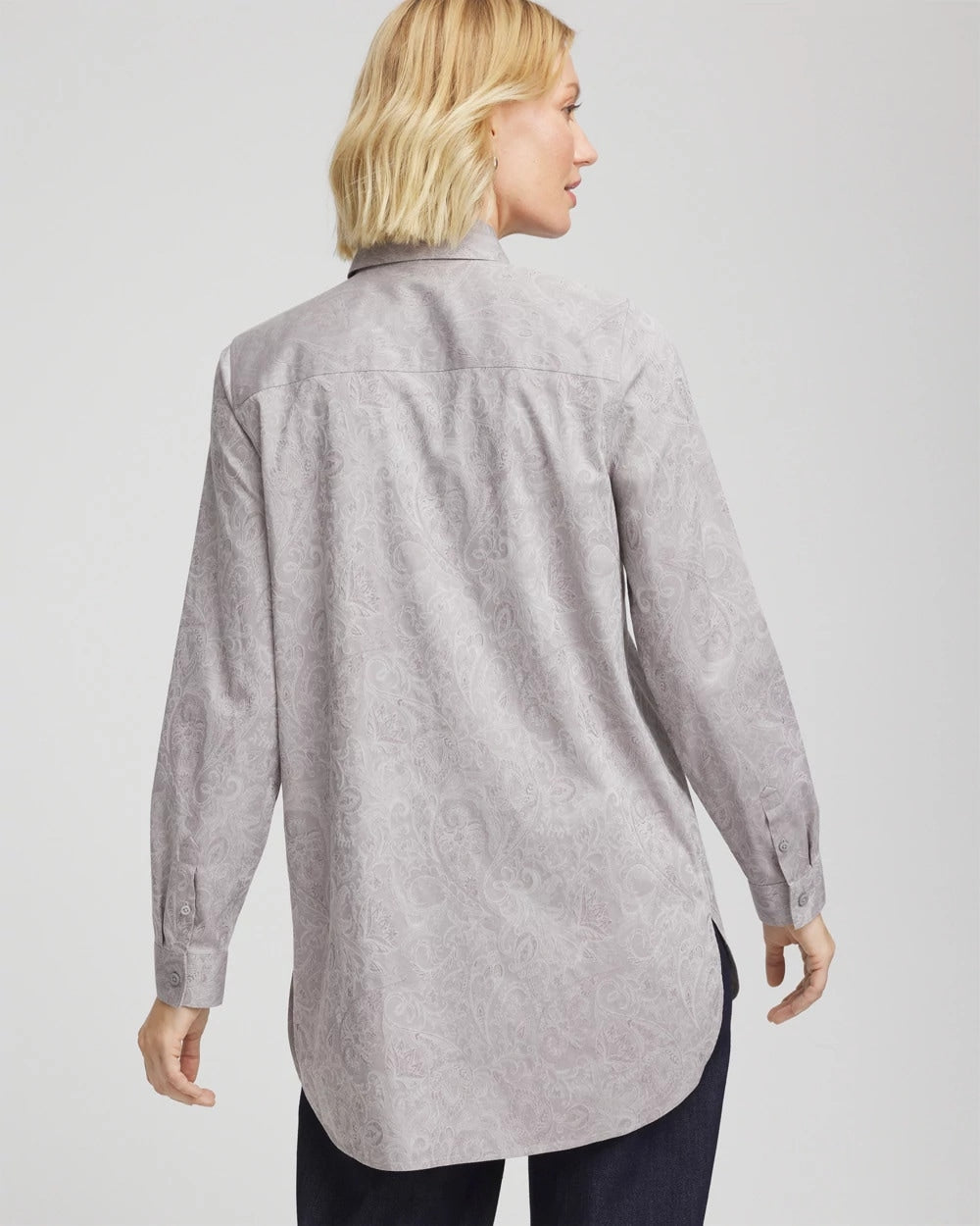 Moon Shade Gray No Iron™ Lace Jacquard Stretch Tunic
