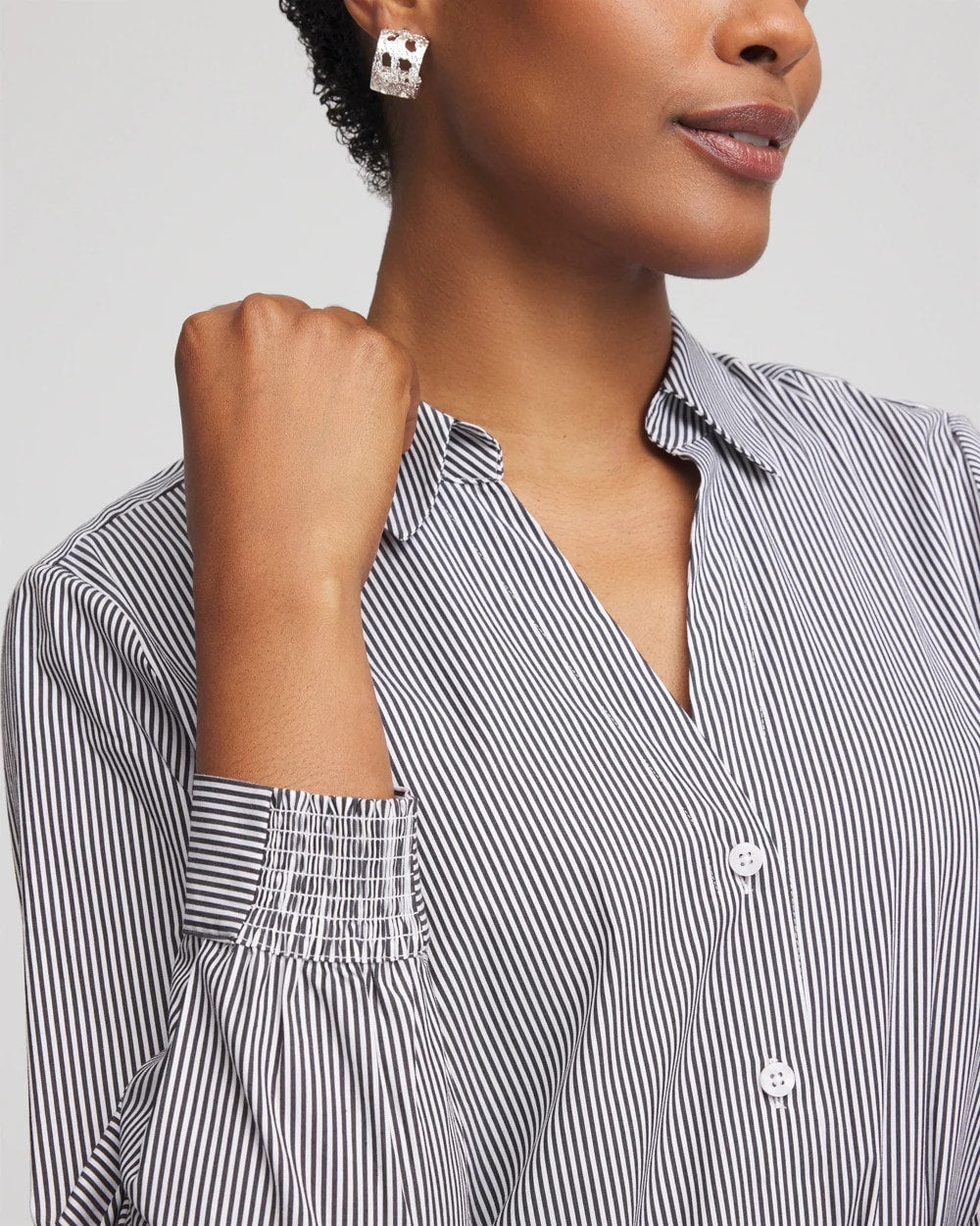 Black Poplin Stripe Shirt