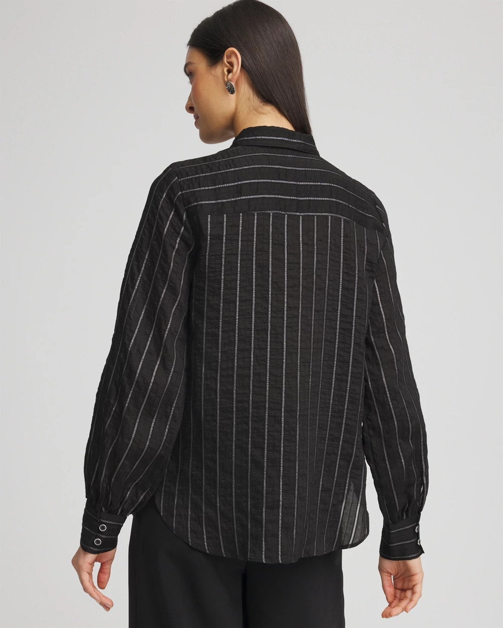 Black Classic Soft Button-front Blouse