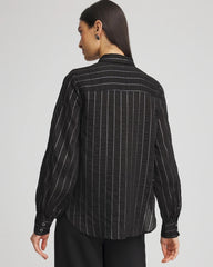 Black Classic Soft Button-front Blouse