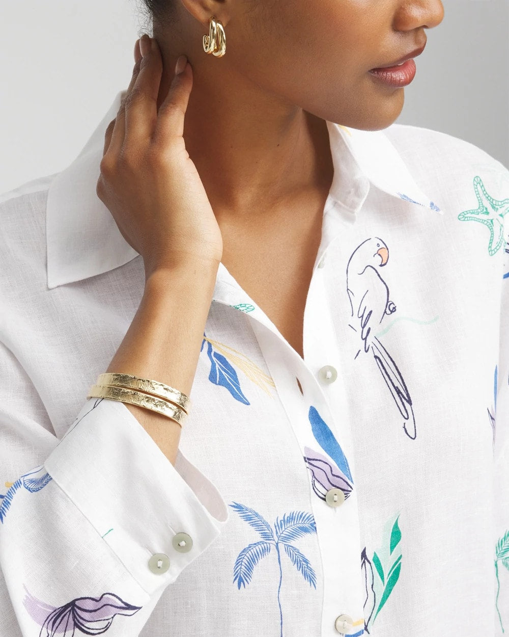 Optic White No Iron™ Island Linen Shirt