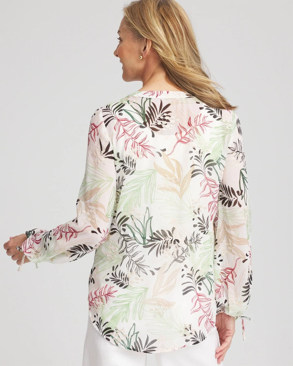 Cafe Aroma Drawstring Crinkle Chiffon Blouse