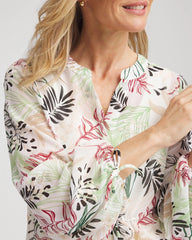 Cafe Aroma Drawstring Crinkle Chiffon Blouse