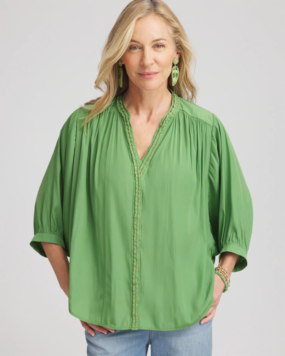 Salted Lime Braided Batwing Blouse