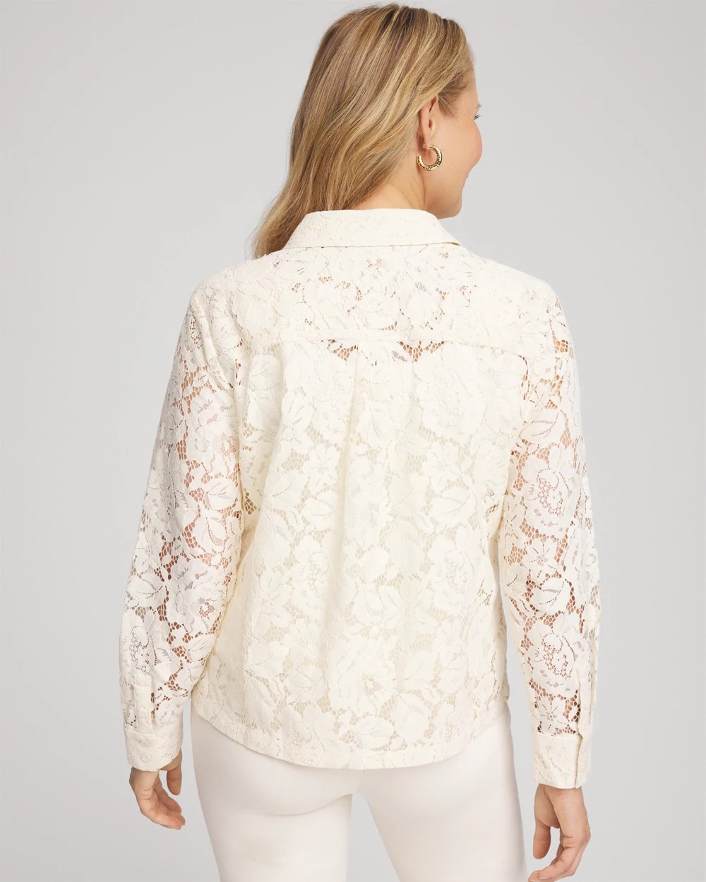 English Cream Classic-Fit Collared Lace Shirt