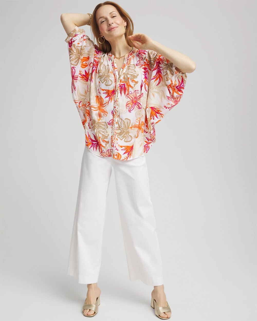 Crushed Berries Floral Braided Batwing Blouse