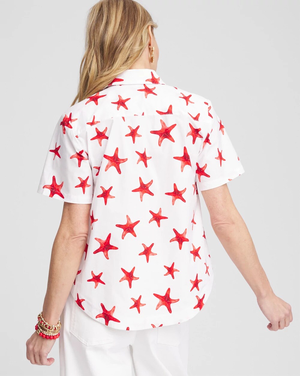 Red Glow Starfish Short Sleeve Swing Shirt