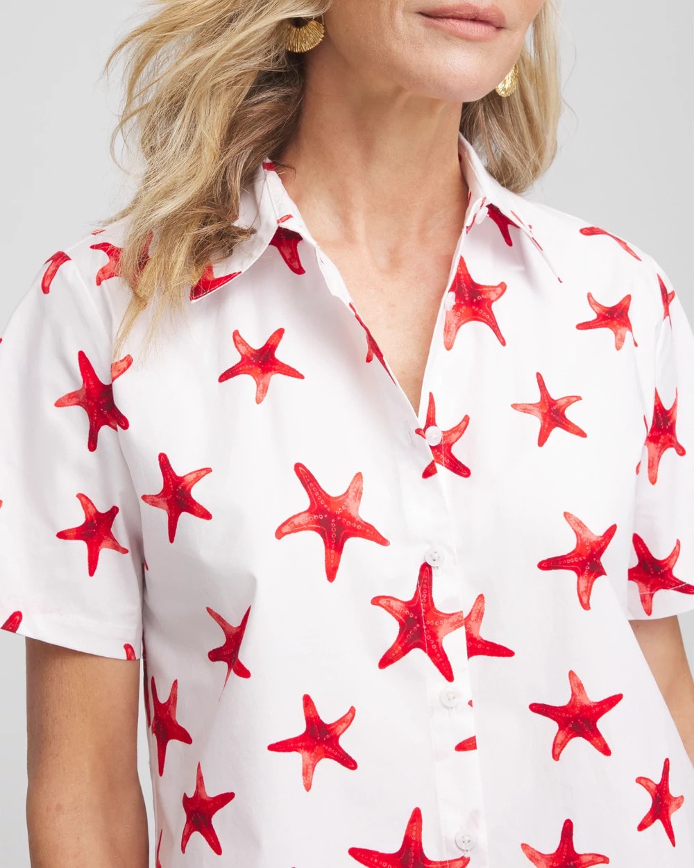 Red Glow Starfish Short Sleeve Swing Shirt
