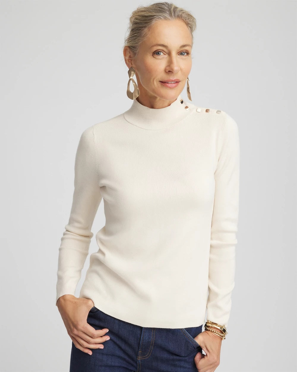 English Cream Ella Mockneck Sweater