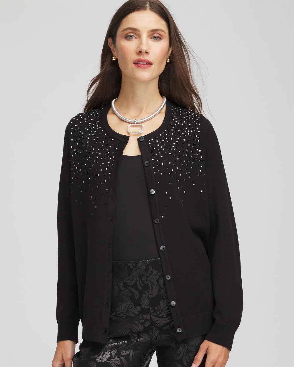 Black Ombré Rhinestone Cardigan