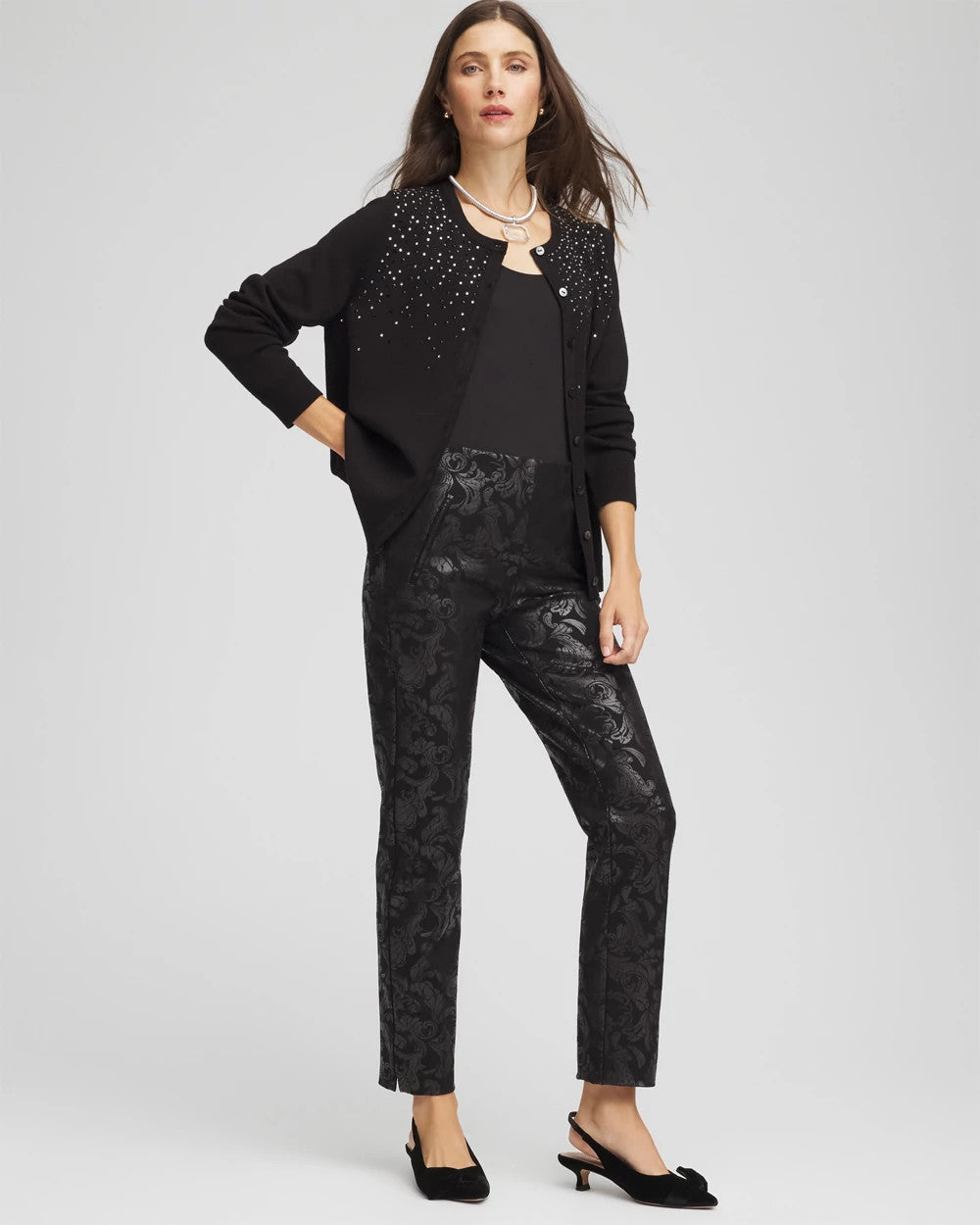 Black Ombré Rhinestone Cardigan
