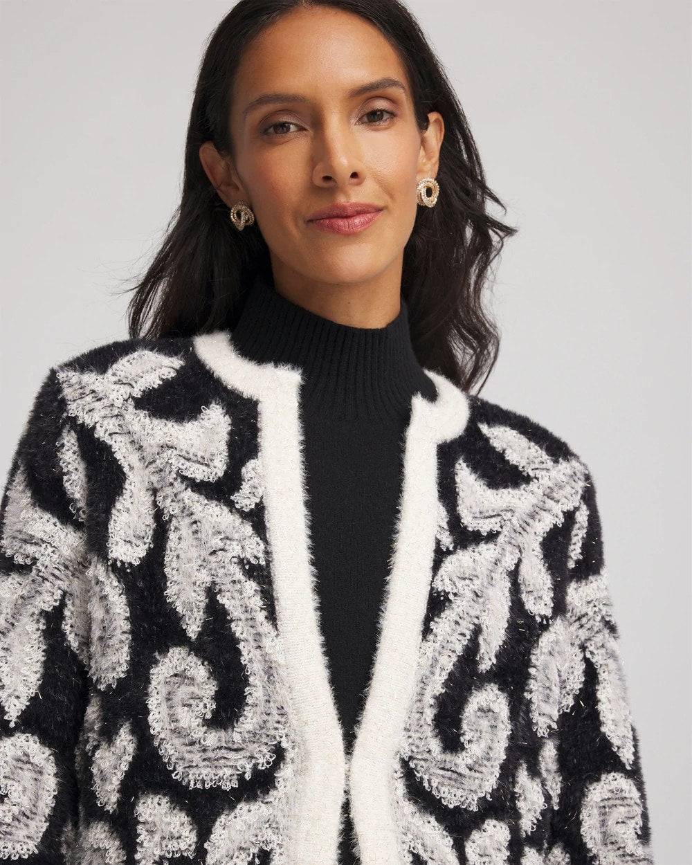 Black Abstract Fuzzy Cardigan
