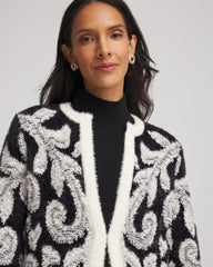 Black Abstract Fuzzy Cardigan