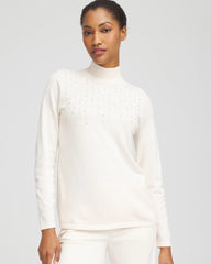 English Cream Ella Embellished Mockneck Sweater