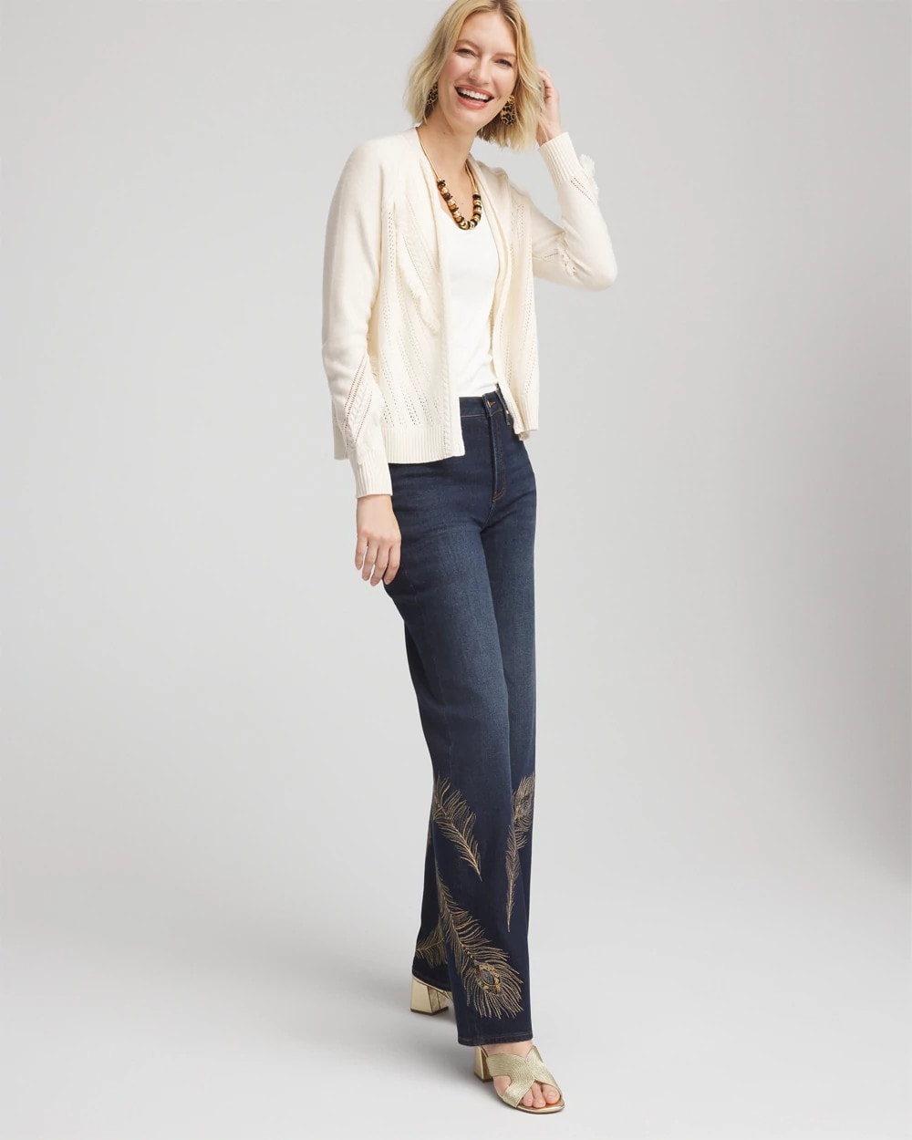 English Cream Cable Knit Fringed Sweater