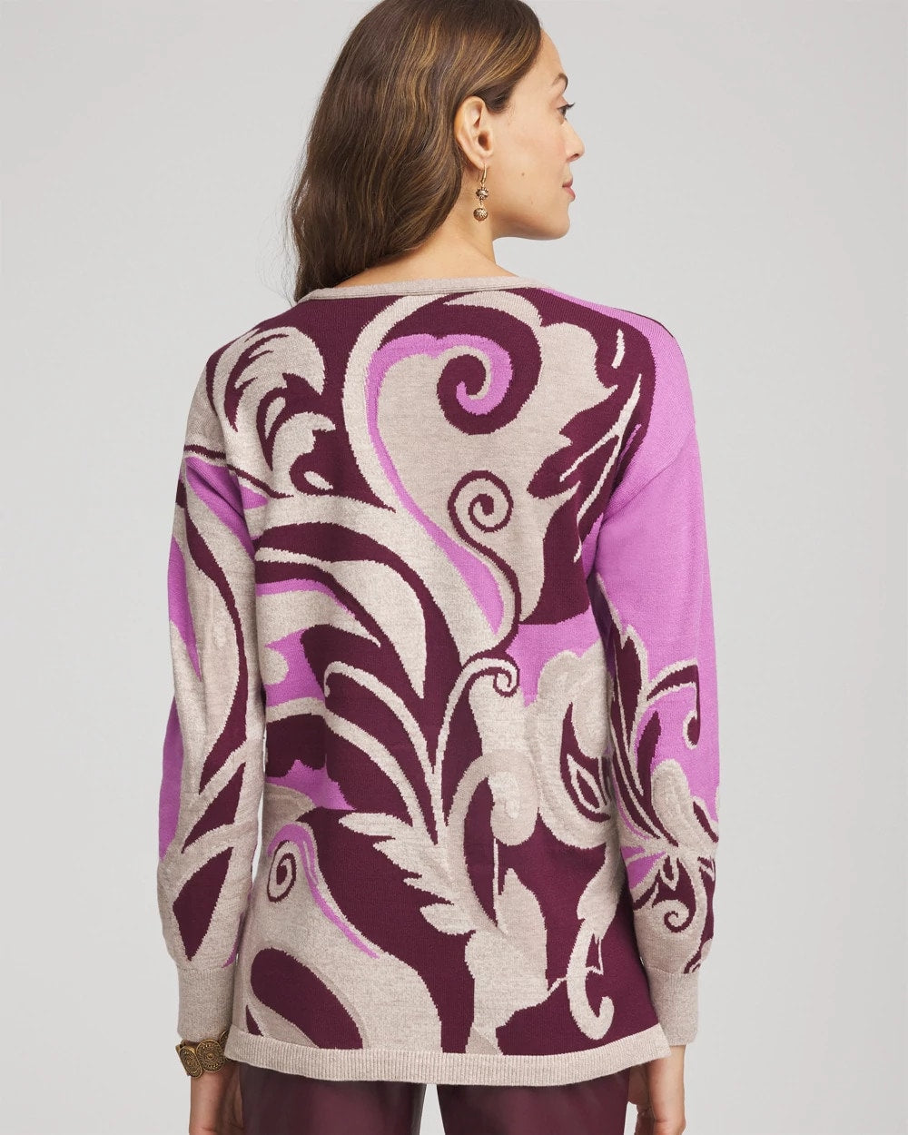 Gooseberry Intarsia Knit V-Neck Pullover Sweater