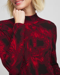 Carmine Red Ella Printed Mockneck Sweater