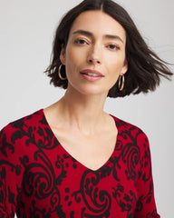 Carmine Red Ella Printed V-Neck Sweater