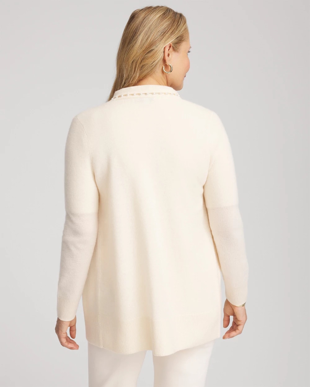 Cream Cashmere Pearl-Trim Cardigan
