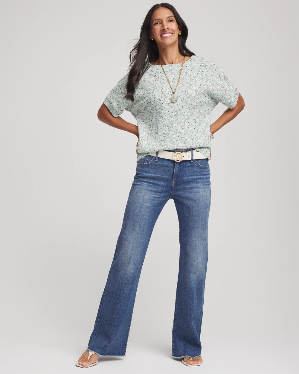 Blue Menthe Textured Dolman Pullover Sweater