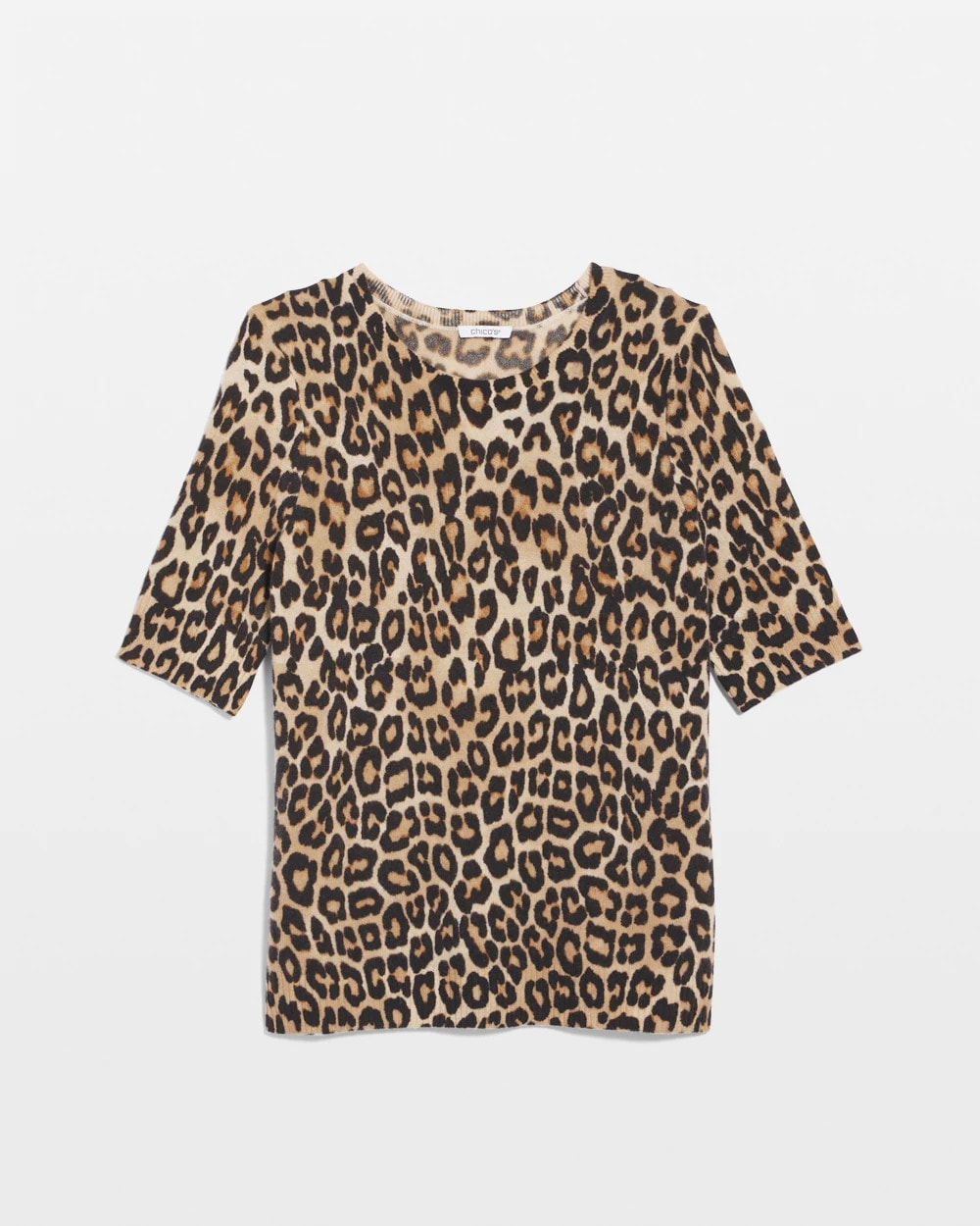 Camel Cashmere Animal Elbow-Sleeve Pullover