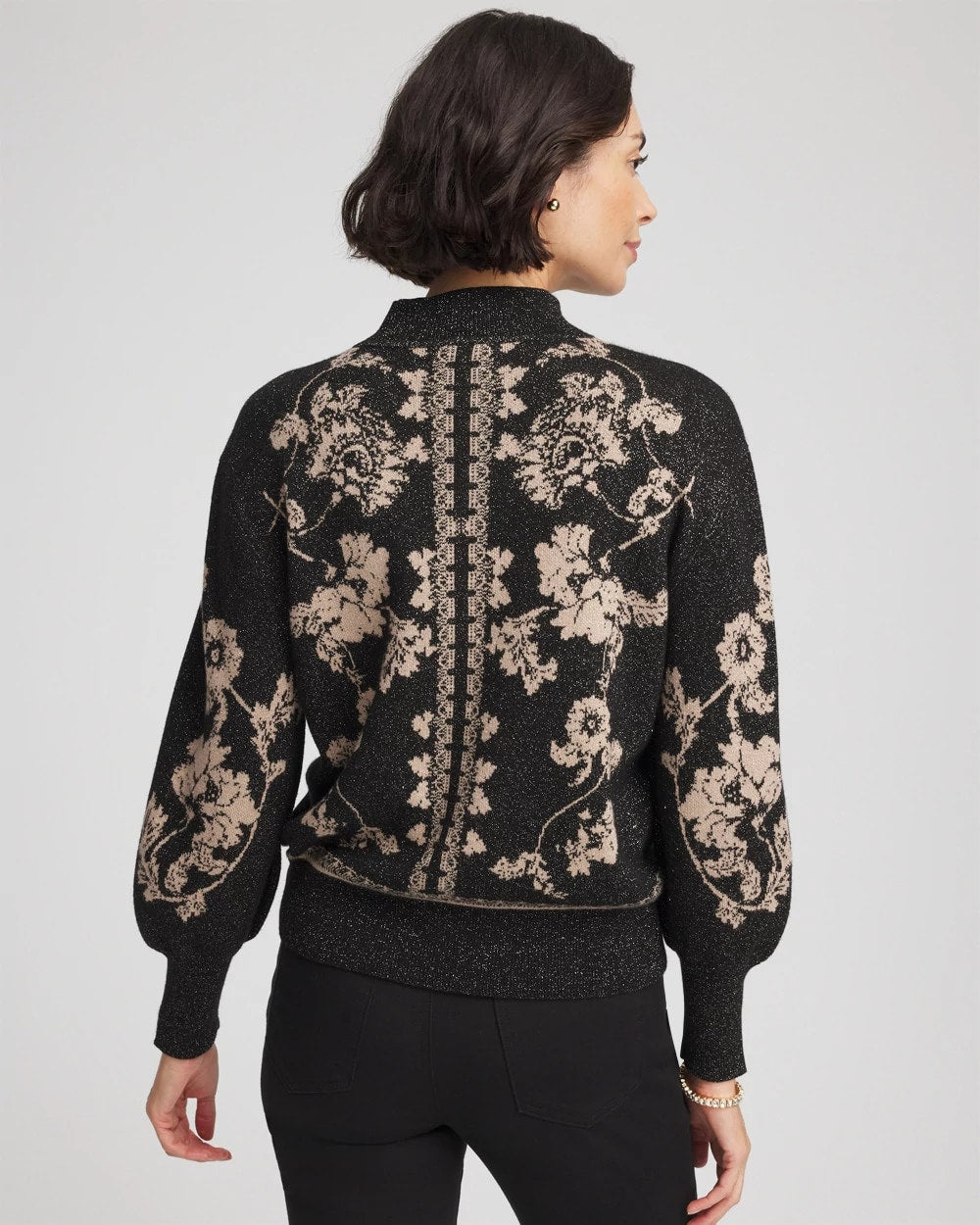 Black Bryne Jacquard Mockneck Pullover