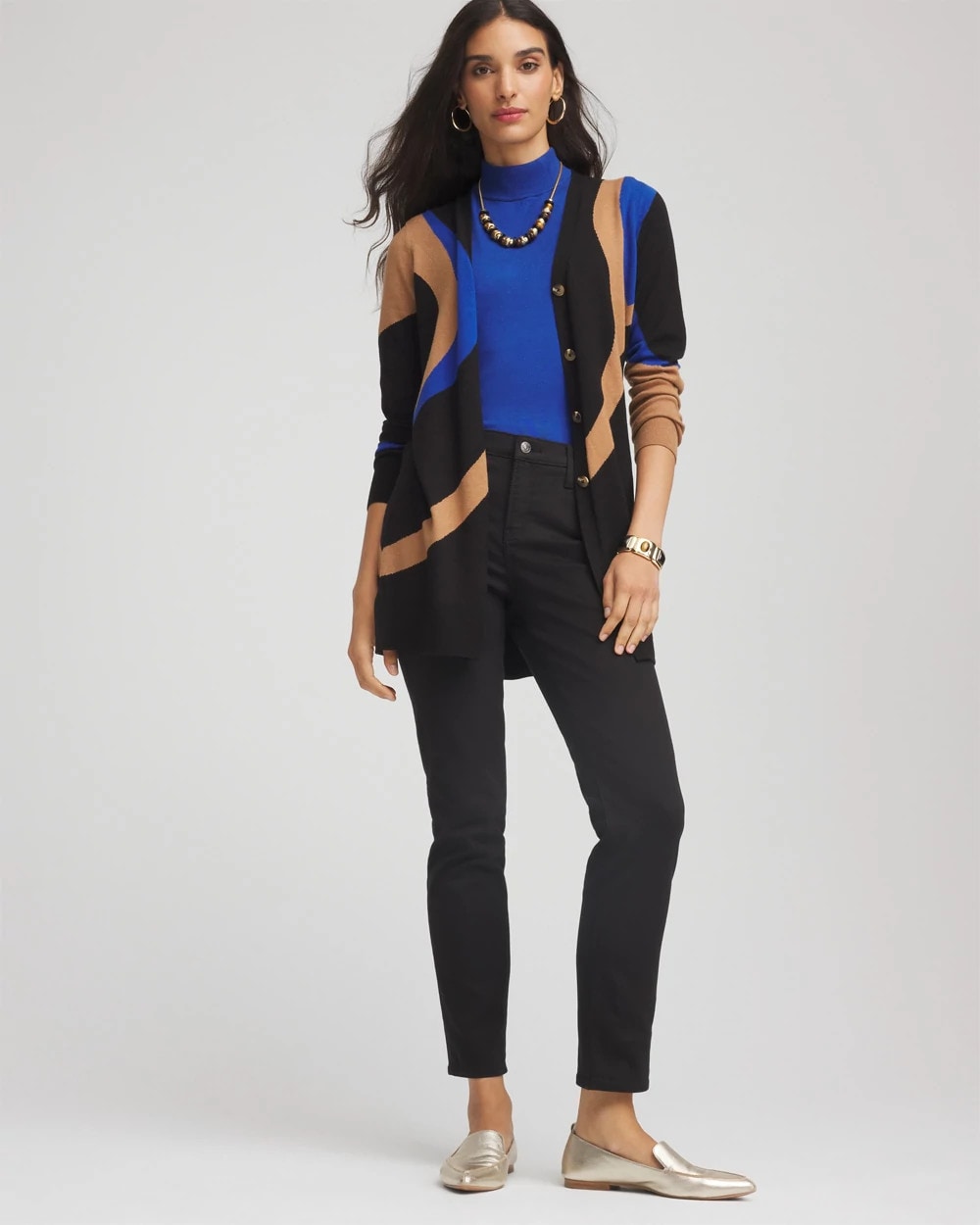 Black Ella Colorblock Cardigan Sweater