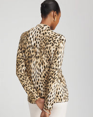 English Cream Ella Mockneck Animal-Print Pullover Sweater