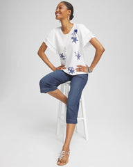 Blue Casa Ocean Motif Pullover Sweater