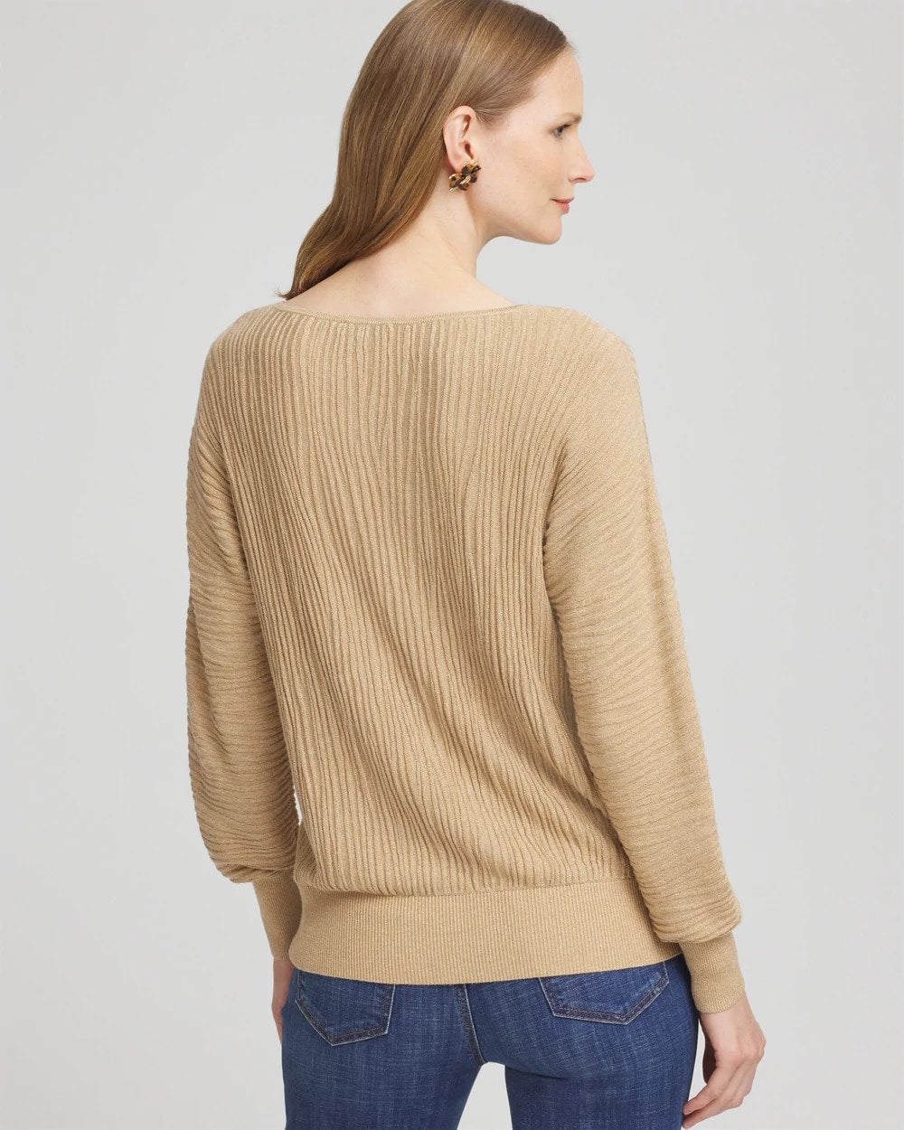 New Camel Heather Textured Zebra Print Dolman Sleeve Sweater