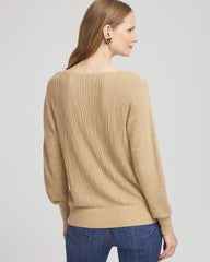 New Camel Heather Textured Zebra Print Dolman Sleeve Sweater