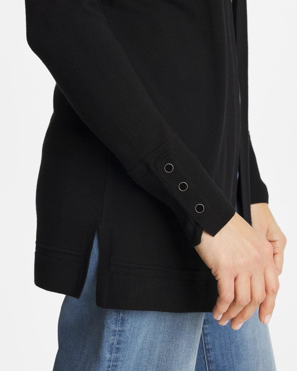Black Ella Ottoman-Trim Cardigan