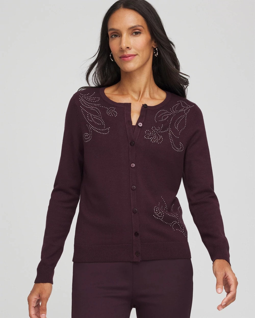 Night Bloom Embellished Crewneck Cardigan