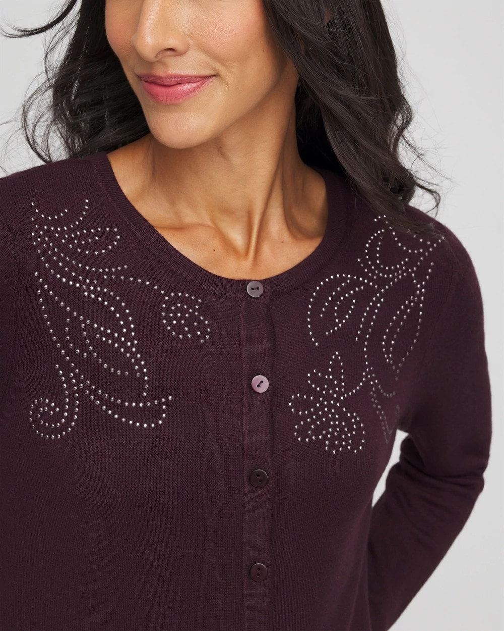 Night Bloom Embellished Crewneck Cardigan