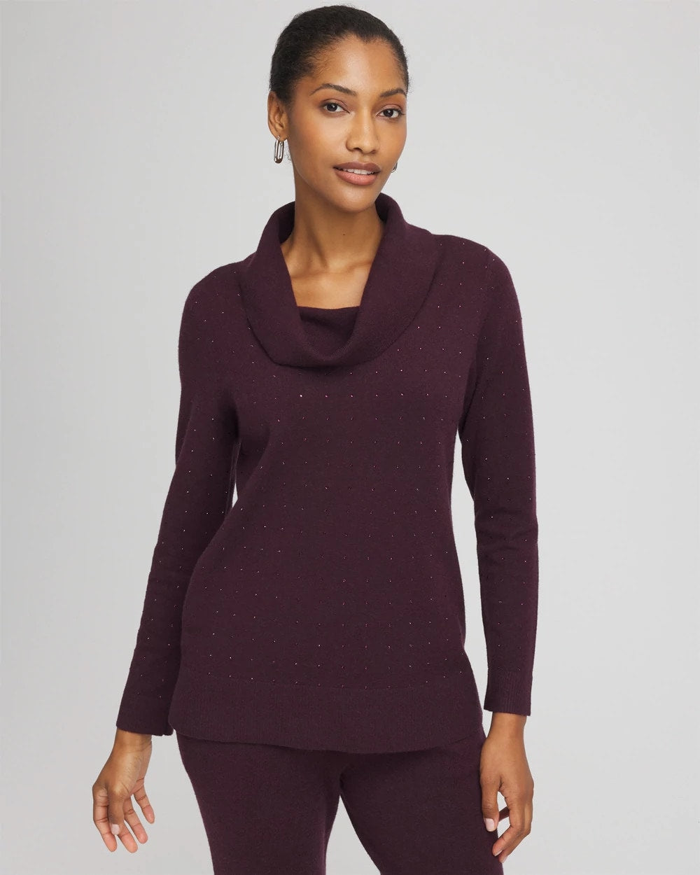 Night Bloom Zenergy® Luxe Diamante Cowlneck Tunic